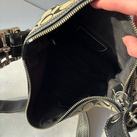 y2k Vintage Coach Black Signature Canvas and Leather Crossbody Bag - Picture 6 of 10